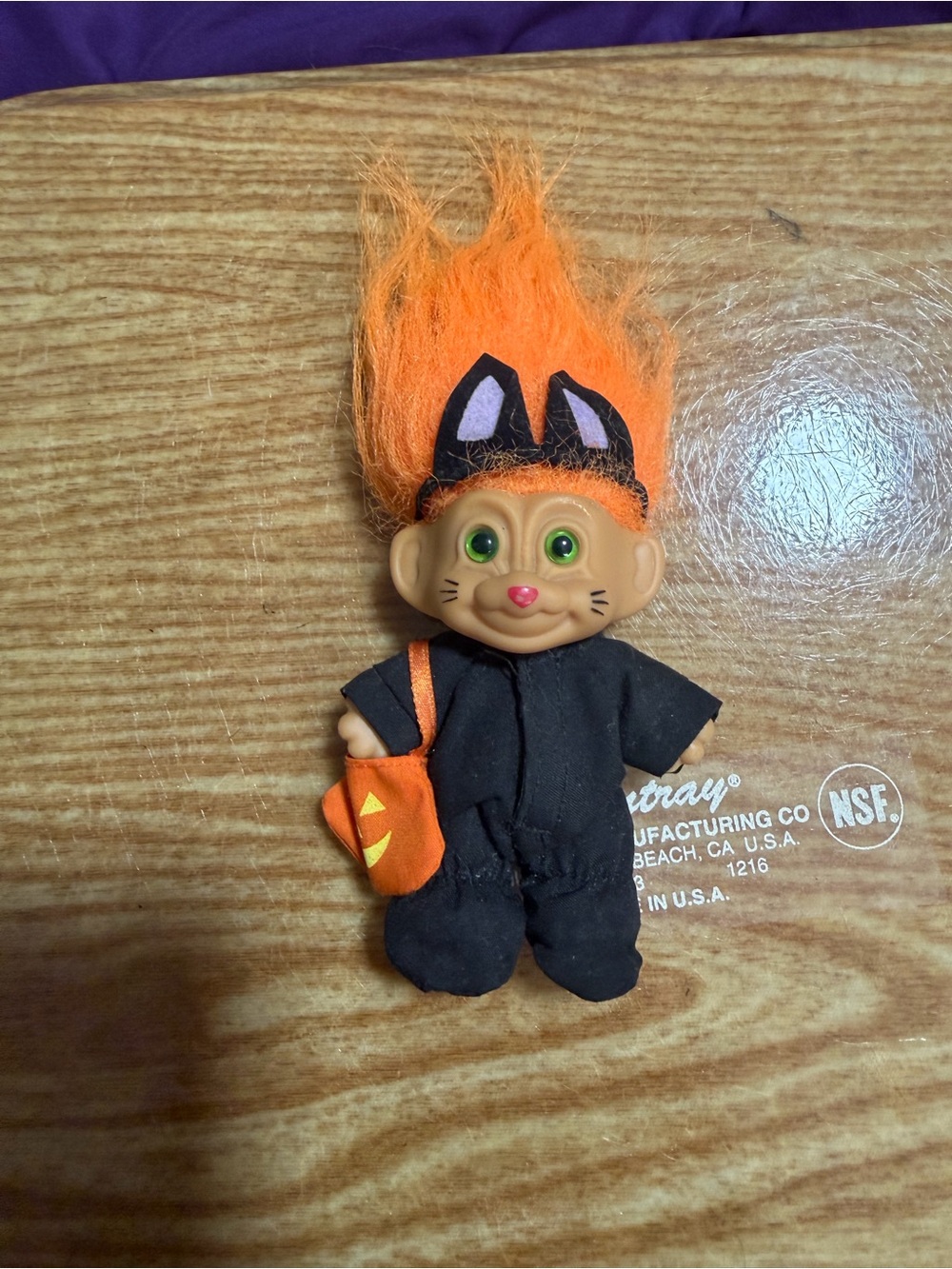 Vintage Russ Berrie Halloween Black Cat Troll Doll 5”